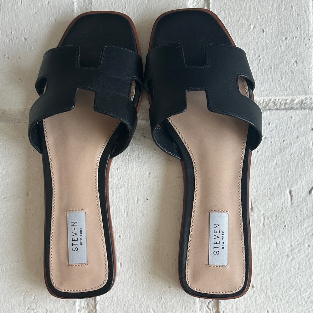 Steven New York Black Slide Sandals for Women